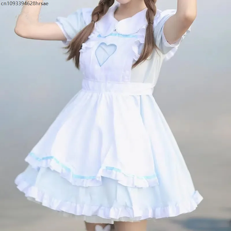 Vestido de Lolita, vestido de sirvienta rosa para mujer, conjunto de vestido negro de manga corta para mujer, disfraz de Halloween, traje de fiesta