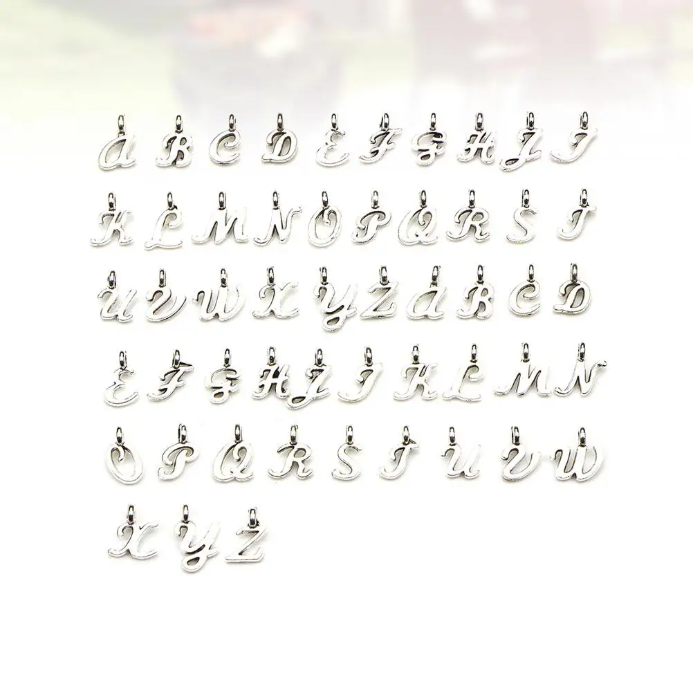 

52 Pcs Letter Charms Pendants Silver Plated Color Jewelry Making Supplies Accessories Craft Projects Gifts