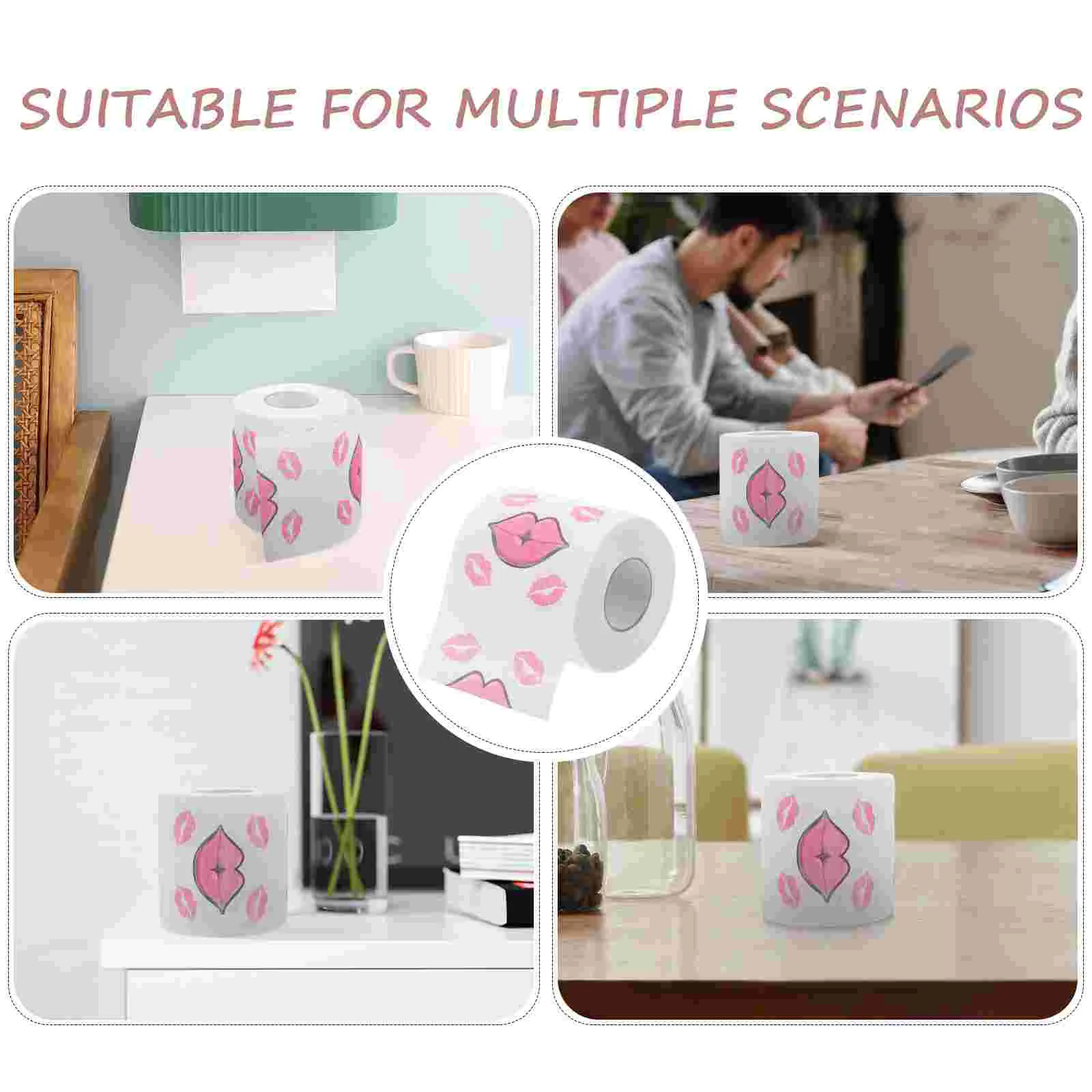 2 Rolls Printing Red Mouth Tissue Bulk Paper Towels Toilet Table Napkins Bathroom Accessory