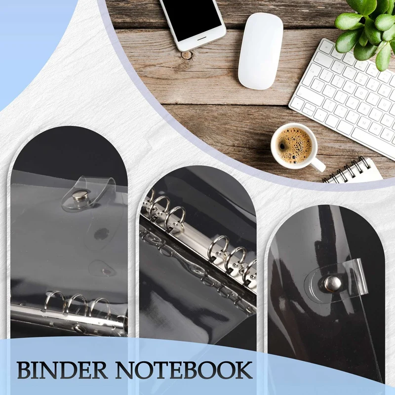 2 Pcs A6 6-Ring Rainbow Clear PVC Binder Cover Refillable Notebook Binder Protector Loose Leaf Planner Binder Cover Multicolor