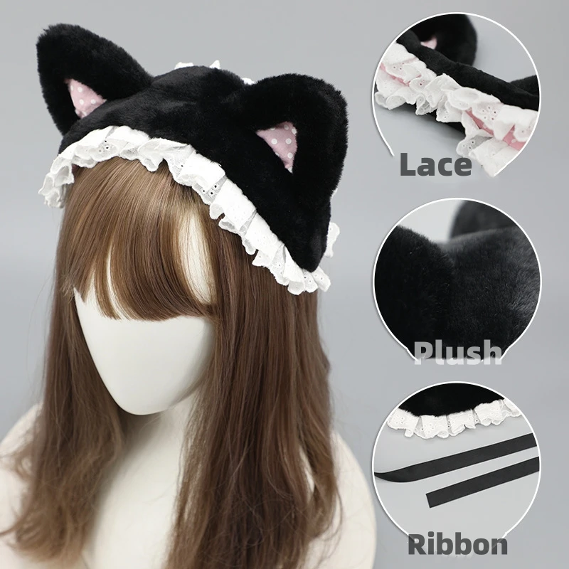 

Japanese New Plush Cat Ear Bob Hair Adorn Sweet Lovely Girl Headdress Anime Cosplay Hair Clip Lolita Cat Ear Headband