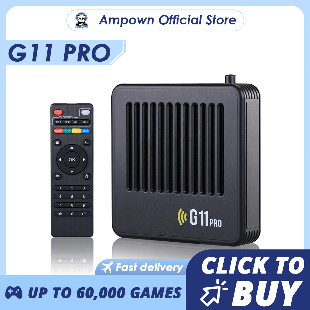 

Ampown G11 Pro Video Game Box Retro Game Console 256G Built in 60000 Retro Games Ultra Low Latency Wireless Controller 4K Output