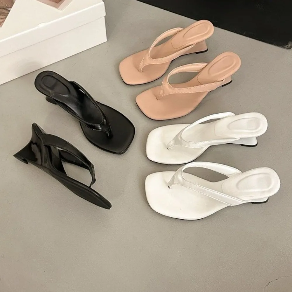 Summer Women High Heel Mule Sandals Comfort Best Block Heel Square Toe Slippers Slip on Flip Flop Slides Daily Dress Shoes