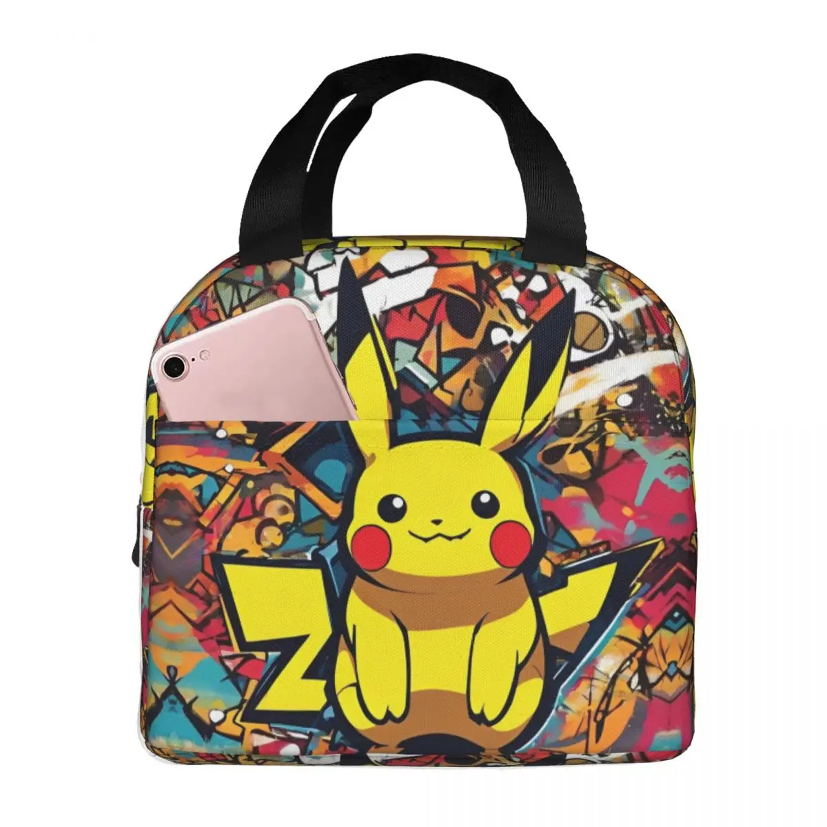 Pokemon Pikachu Lunch Bag Retro Lunch Box For Women Work Portable Cooler Bag Graphic Tote Food Bags