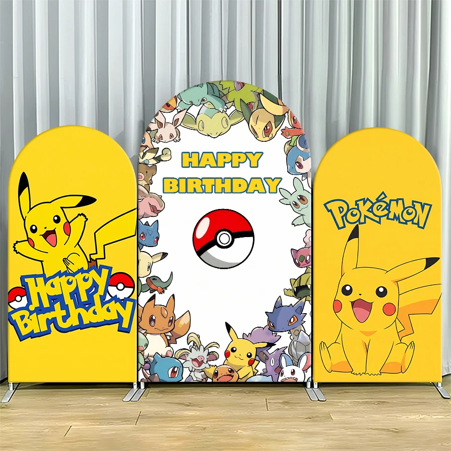ポケモンピカチュウ誕生日背景アーチカバーキッズパーティーデコレーションアニメゲームテーマフォトブース背景用品