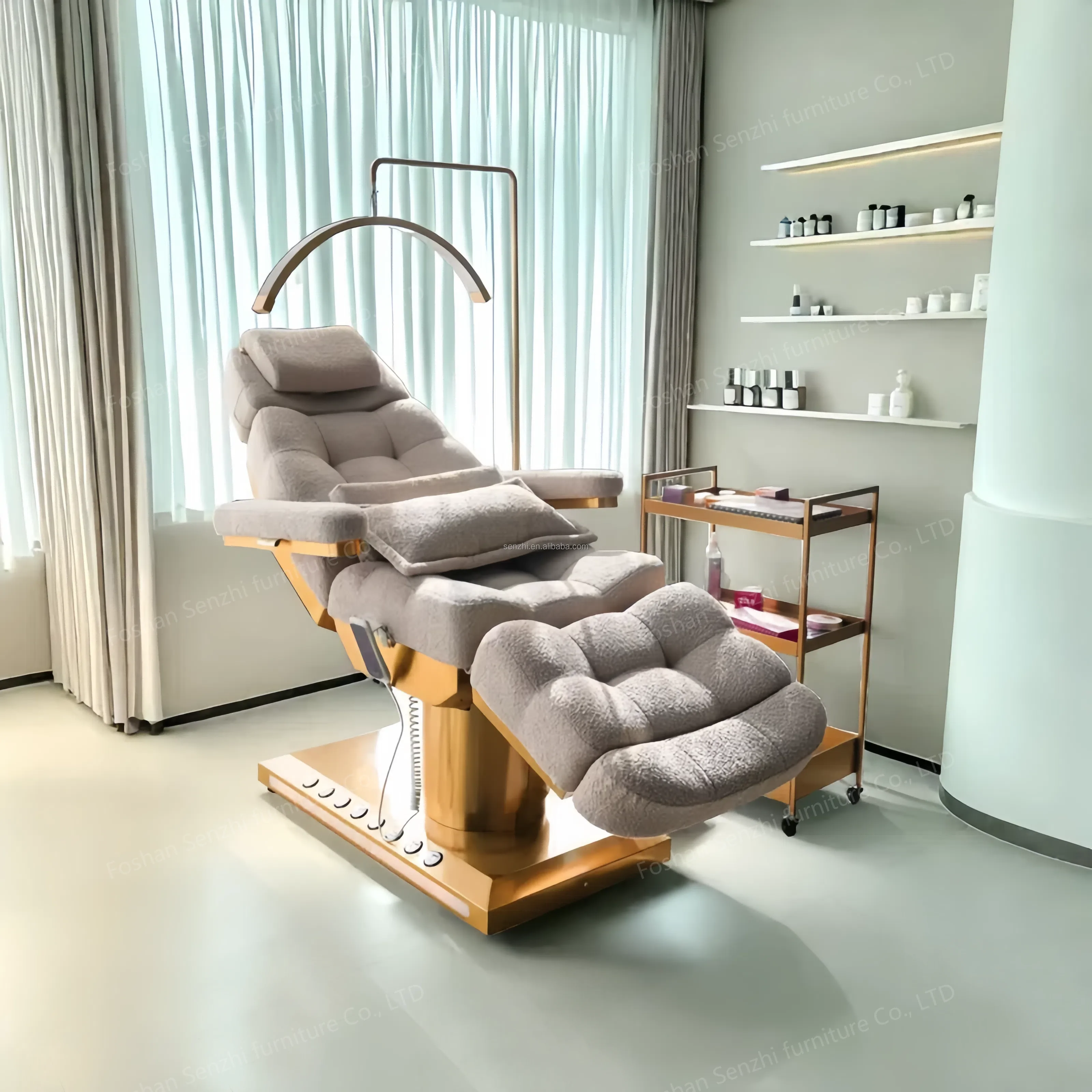

New Electric Beauty Bed Lamb Fleece Facial Bed Beauty Massage 3 Motor Massage Table Wth Light
