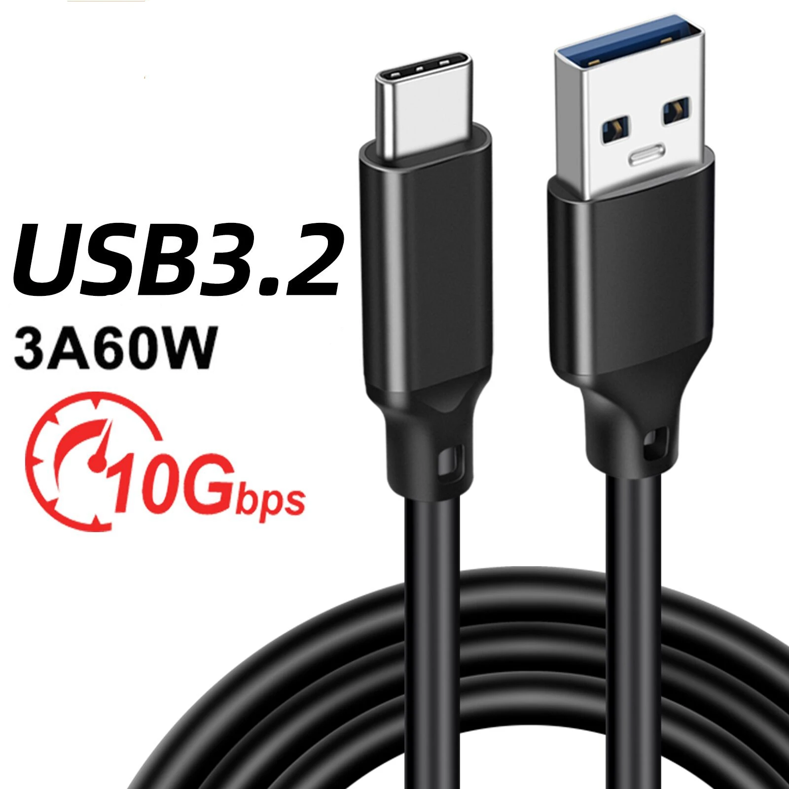 Short 0.2m 0.3m 0.5m Usb 3.2 Gen2 Type C 10Gbps USB Type-C 3 2 Data Cable Mobile Phones SSD Hard Disk 3A 60W Quick Charging Cord