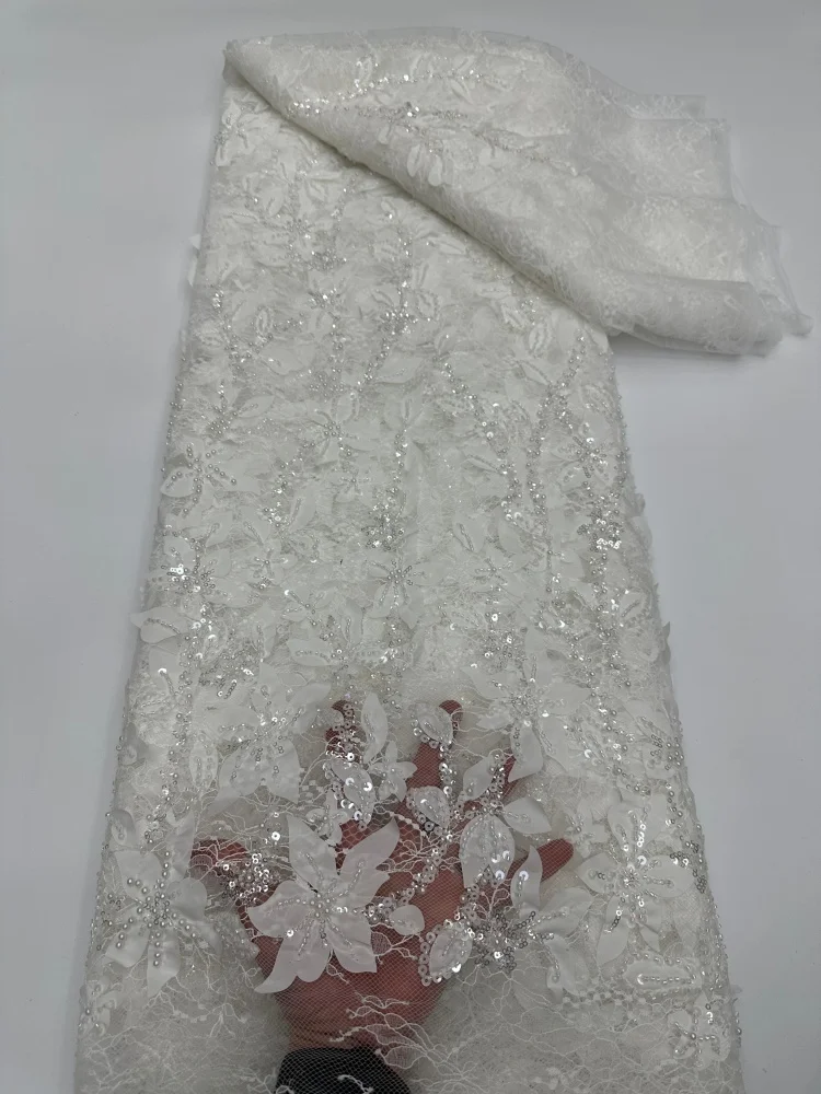 

Африканское кружево 5 ярдов, вышитое нигерийское кружево 2025 года, высококачественные кружева, французский тюль для свадебных платьев