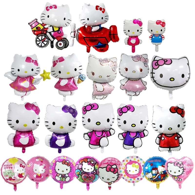 10/20/30pcs Hello kitty kitten Sanrio cherub airplane bicycle cartoon printing ball colorful party decoration balloon set gift