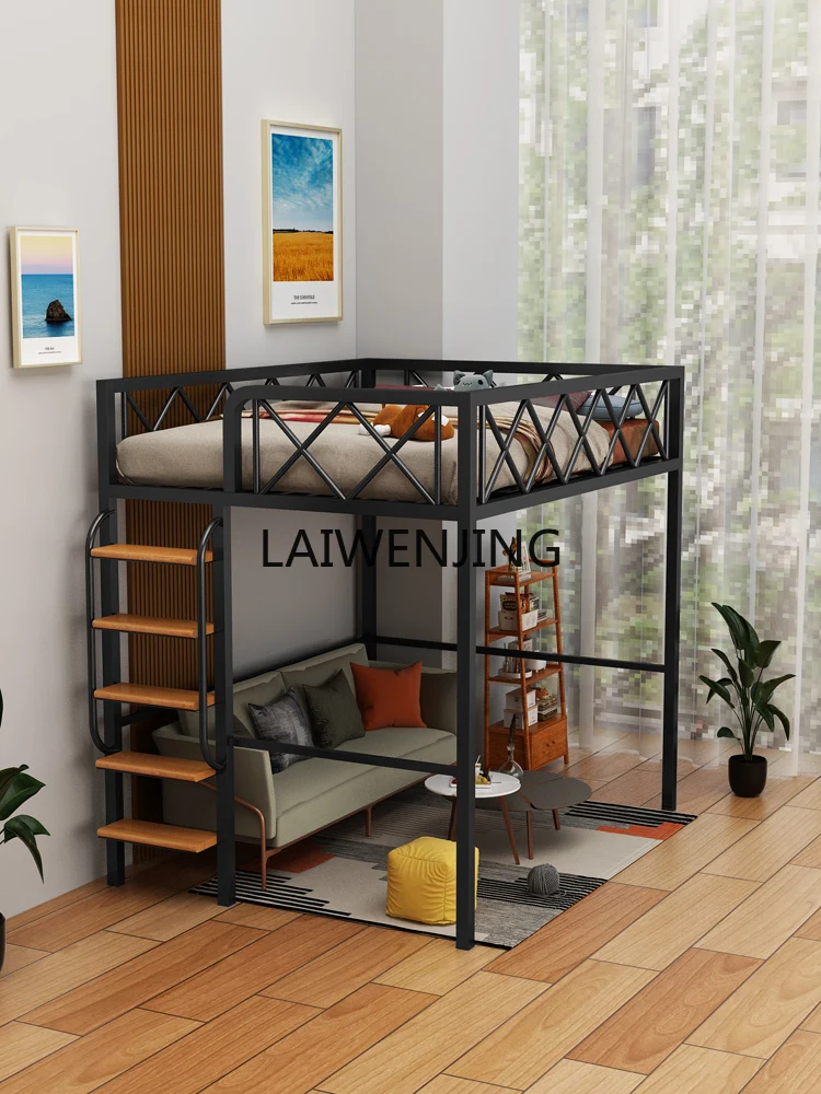 

LYN empty wrought iron elevated bed dormitory high and low apartment duplex pavilion bed frame