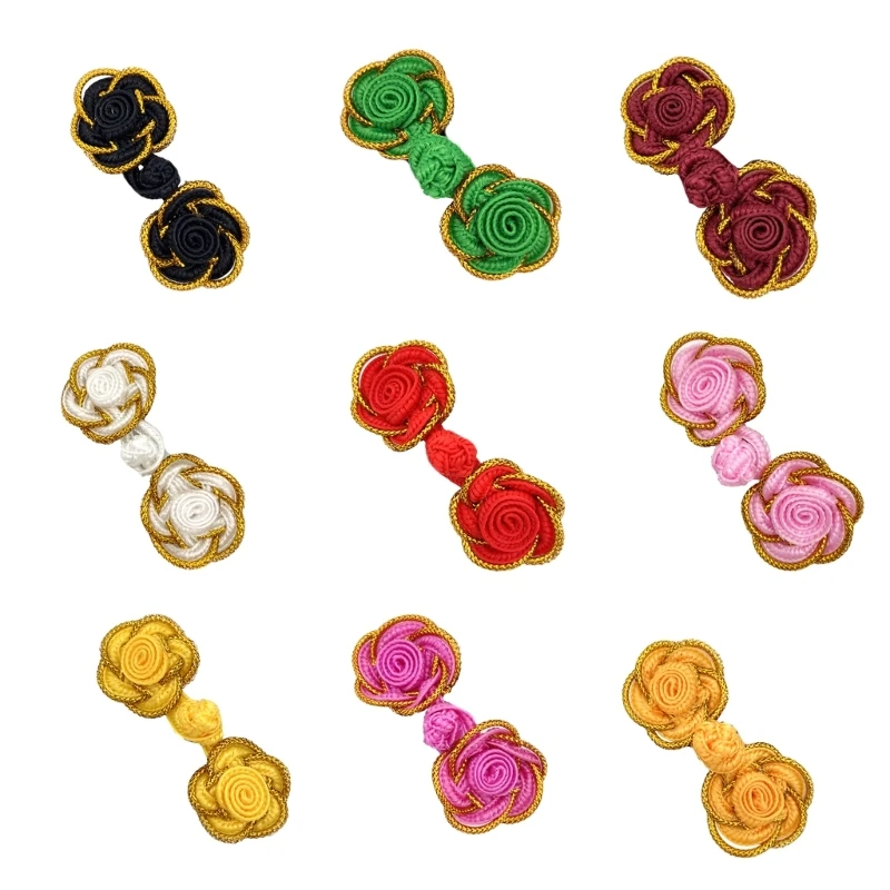 Cheongsam Grenouille Boutons Rose Fermeture Couture Attaches pour Cheongsam Han Costume