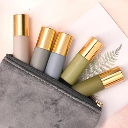 5/10pcs 5ml Roll on Bottle with Storage Bag Glass Colorful Colorful Essential Oil Empty Refillable Mini Roller Perfume Bottle