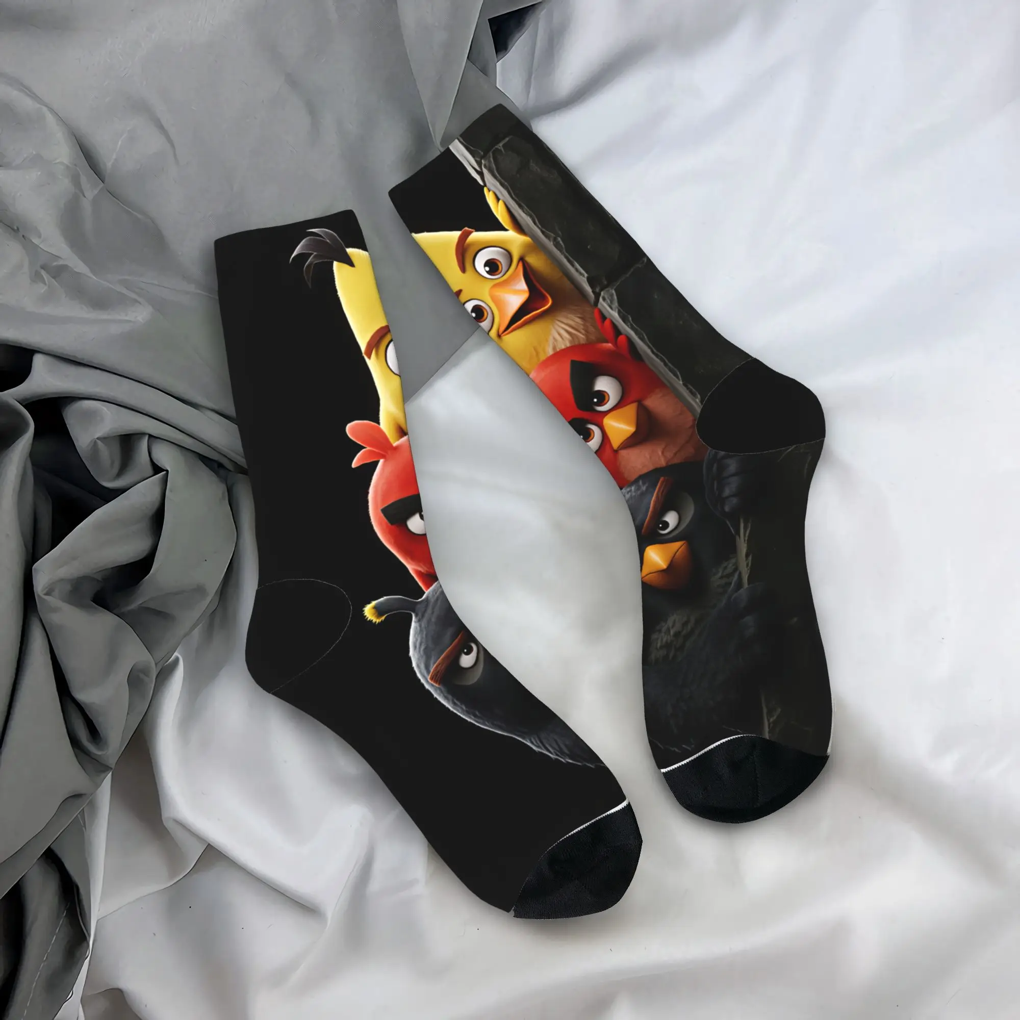 Birds Game Stockings  Graphic Kawaii Socks Winter Anti Sweat Socks Men Skateboard Soft Socks