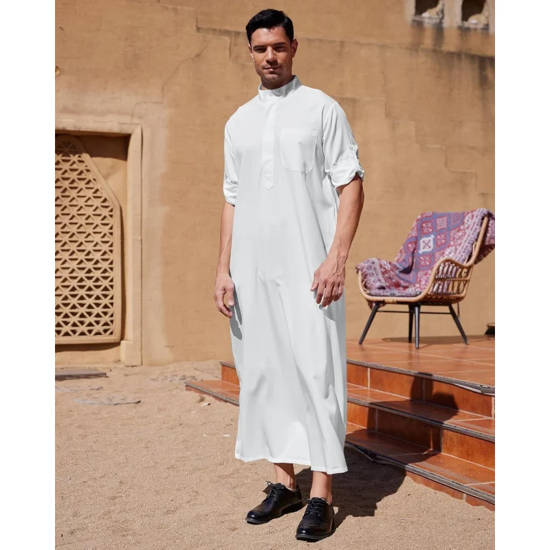 Men's Islamic Kaftan Thobe with Pockets