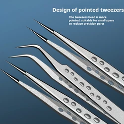 Tweezers Stainless Steel 9-hole Elbow Straight Head Grafting Eyelash Flowering Clip Bird's Nest Pick Hair Removal Tool