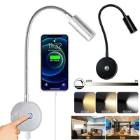 Foco LED de 12-24V, luces de lectura para Camper, cuello de cisne Flexible, 3 colores regulables, iluminación LED Interior para RV, lámpara de pared para furgoneta y barco