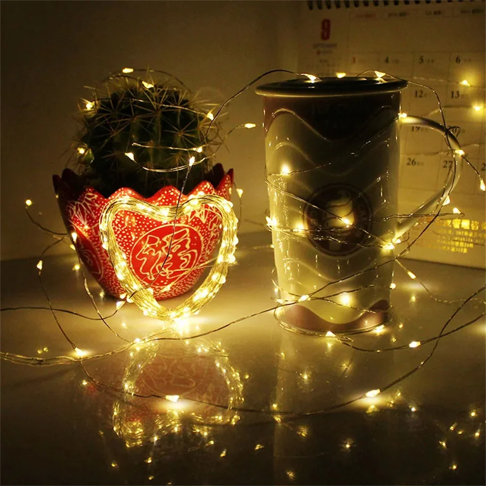 LED Fairy Lights Battery-Operated Garland Copper Wire Light String Wedding Party Christmas New year\'s Eve Garland Decoration