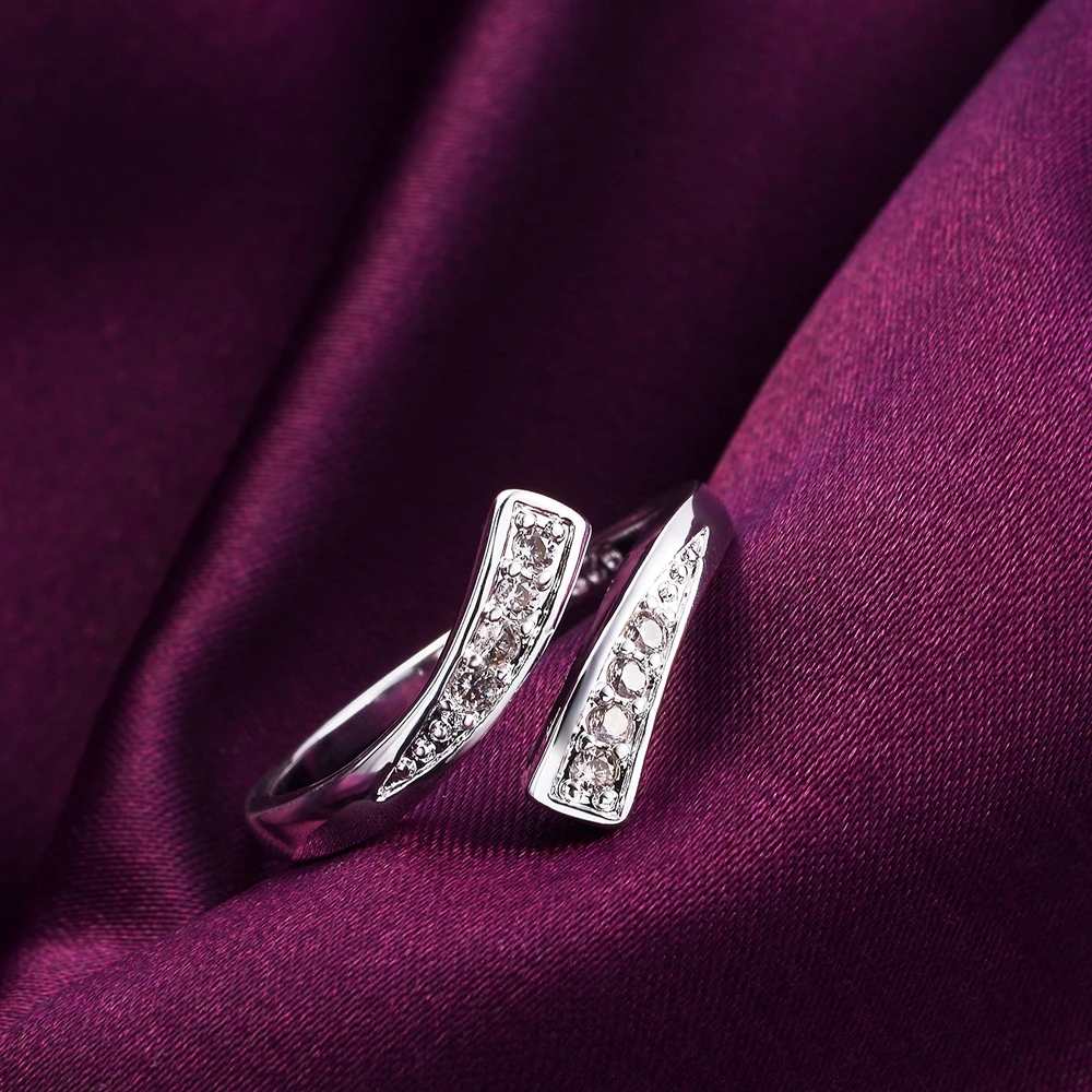 Fine 925 Sterling Silver luksusowy kryształowy pierścionek dla kobiet regulowany rozmiar moda wesele zaręczyny biżuteria prezenty dla par