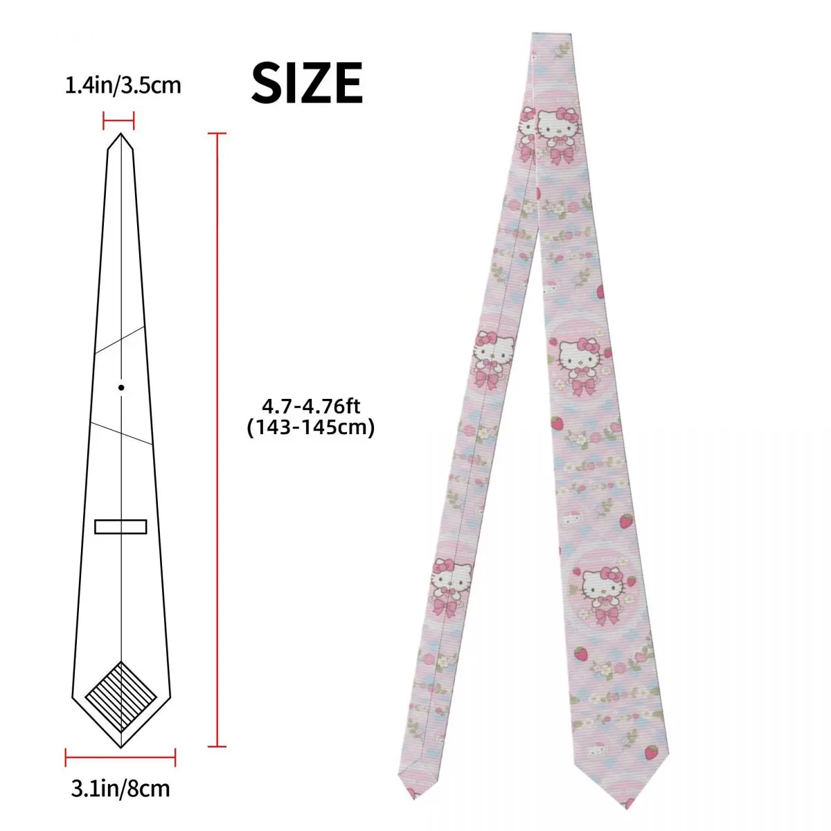 ربطات عنق هالو كيتي الوردية منقوشة للرجال والنساء من البوليستر النحيف مقاس 8 سم ربطات عنق ضيقة للرجال ملابس يومية Cravat Business #6