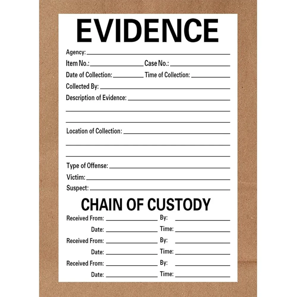 Self Adhesive Evidence Labels 4*6inches Stick on Evidence Stickers for Forensics Class, Theme Birthday Party 100Pcs