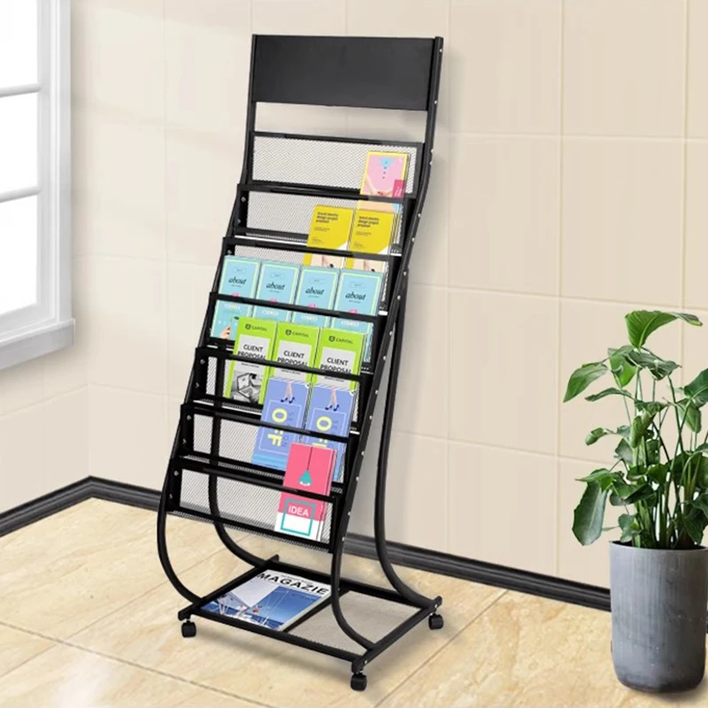 Magazine Rack Brochure Display Stand Floor Newspaper Holder Book Storage Shelf for Bank or Office Furniture Estanterías FYMR