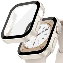 Vidrio + cubierta para Apple Watch funda 45mm 41mm 44mm 40mm cubierta impermeable Protector de pantalla templado parachoques iWatch serie 7 8 9 SE6 4