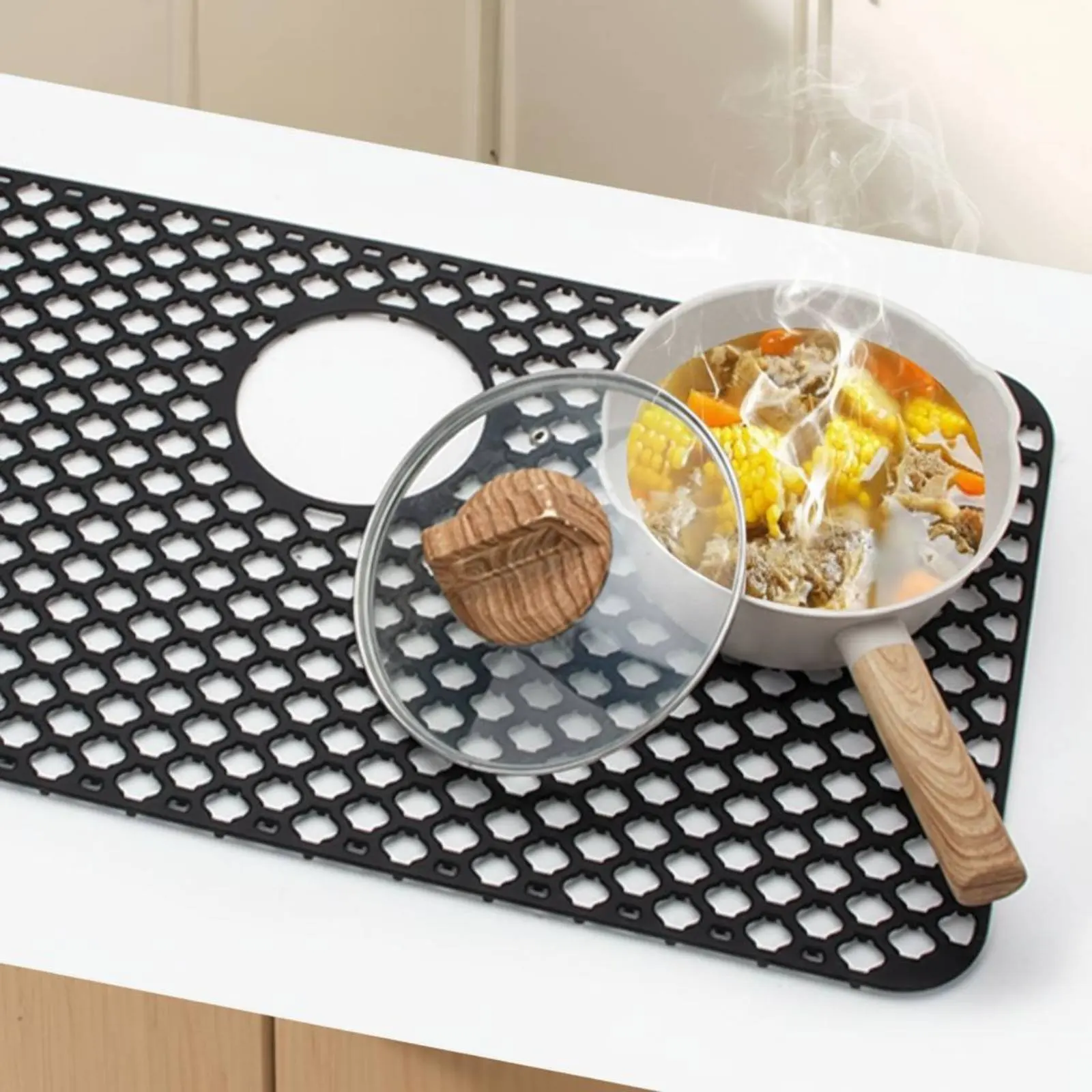 Kitchen Sink Protector Non-Slip Silicone Sink Protector Household Accessory Easy to Clean Dishwasher-Safe