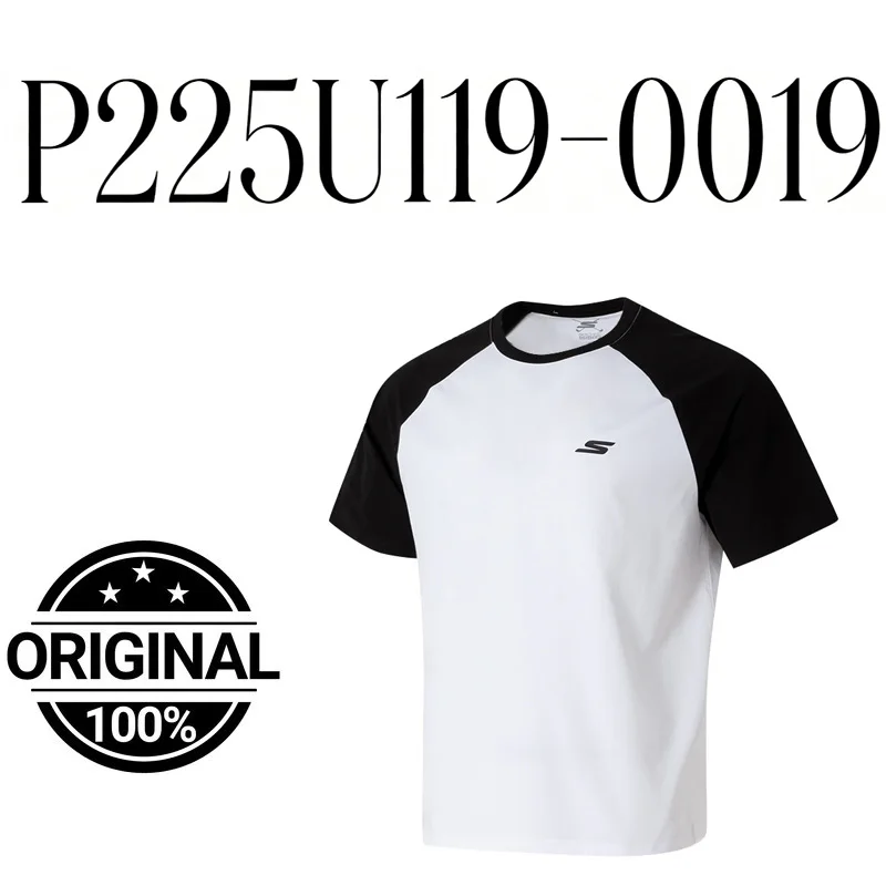 

Skechers short-sleeve spring new couple's round-neck sportswear unisex black T-shirt knitted top P225U119-0019