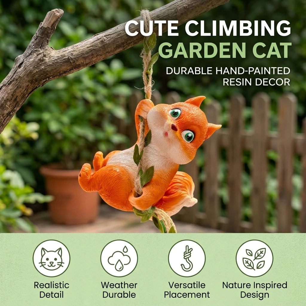 Weatherproof Resin Squirrel Hanging Ornament for Garden Yard Outdoor Decor, Lifelike Animal Pendant, Durable Tree Decoration
