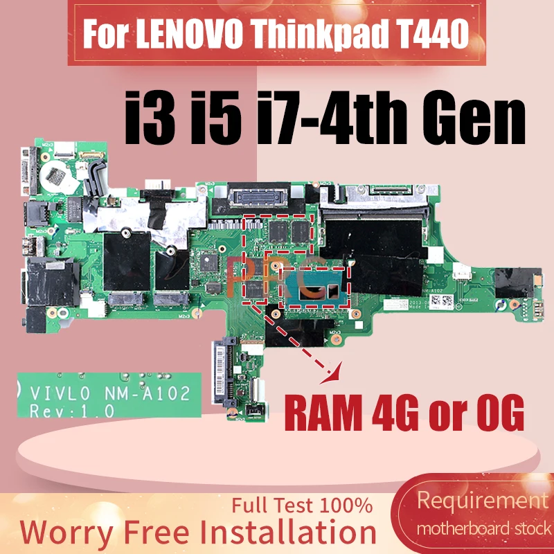 Imagem -02 - Placa-mãe Portátil para Lenovo Thinkpad T440 Nm-a102 I34010u I5-4300u I7-4600u 04x4011 04x5015 00hm165 Notebook Mainboard