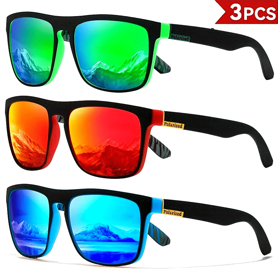 1-4PCS Männer Klassische Quadratische Polarisierte Sport Sonnenbrille Leichte PC Rahmen UV400 für Fahren Angeln Radfahren Unisex Haltbarkeit