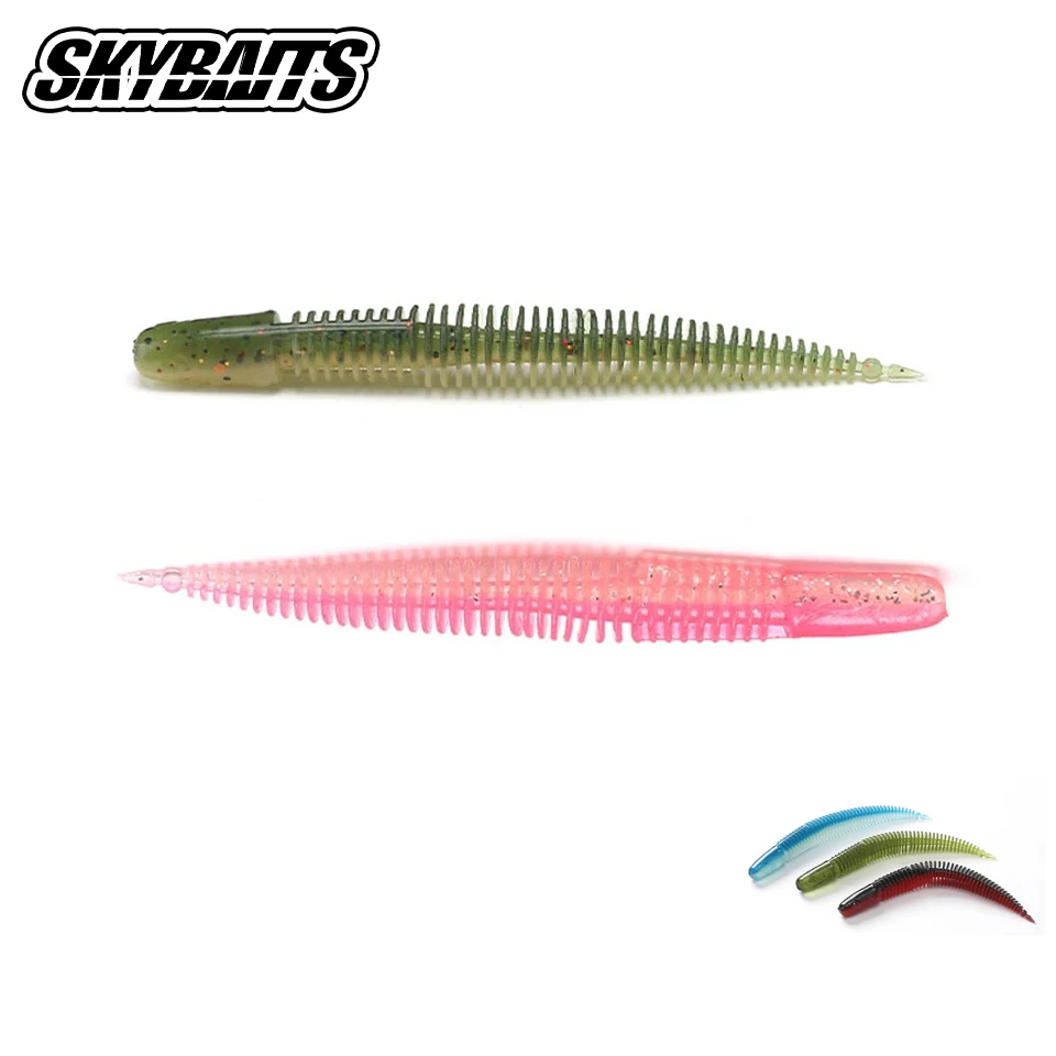 65mm 85mm Smile Fishing Lures Soft Bait Light Dancing Noodle Worm Needle Floating Bass Manda Worm Sway Straight Tail Lake Stream