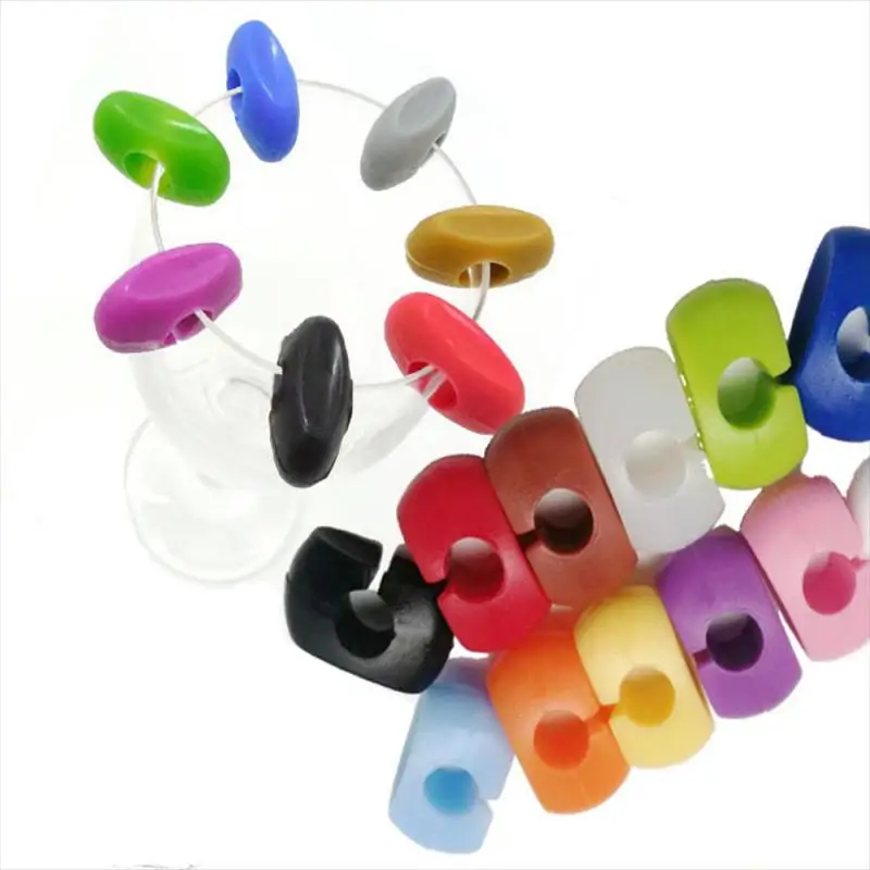 12Pc Silicone Drink Markers Wine Glass Charms Glass Cup Glass Bottle Strip Tag Marker Labels for Cups Cocktail Glass Party Guest