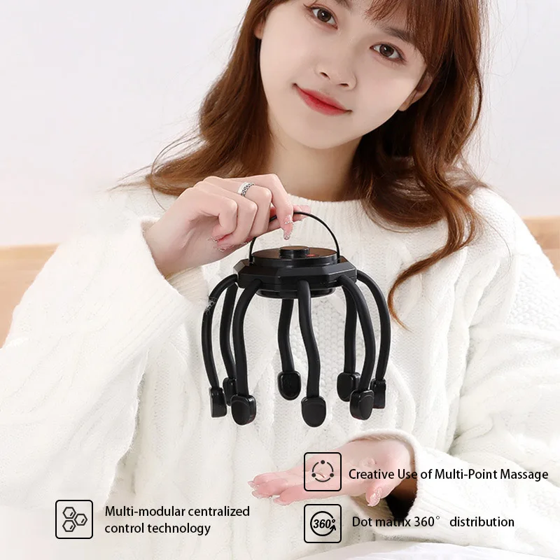 Massaggiatore elettrico per cuoio capelluto Massaggiatore per testa portatile senza fili Mal di testa Rilassamento profondo Antistress Massaggio meridiano Strumenti per artigli