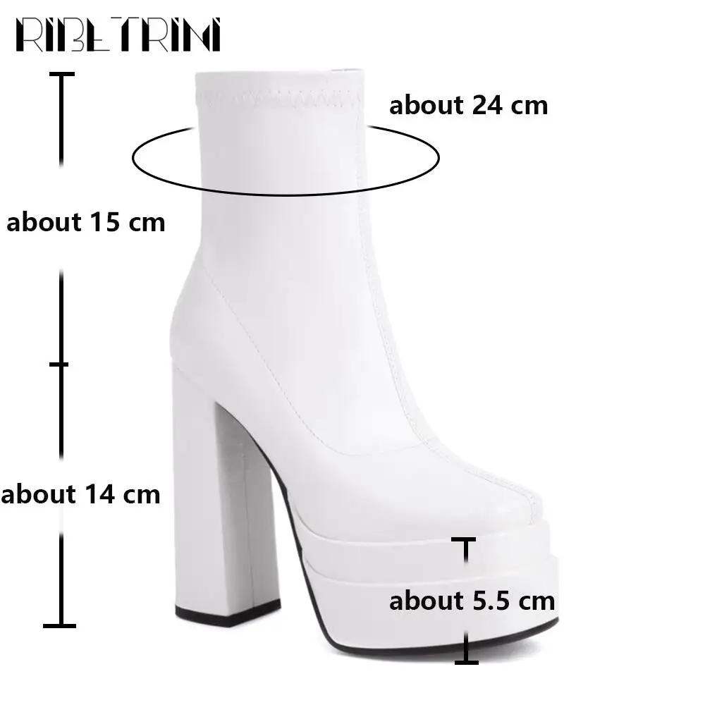 High Heeled Women Boots Square Toe Zipper Ankle Platform Shoes Cool Fashion Punk Gothic New Brand Winter Elastic Boots Woman