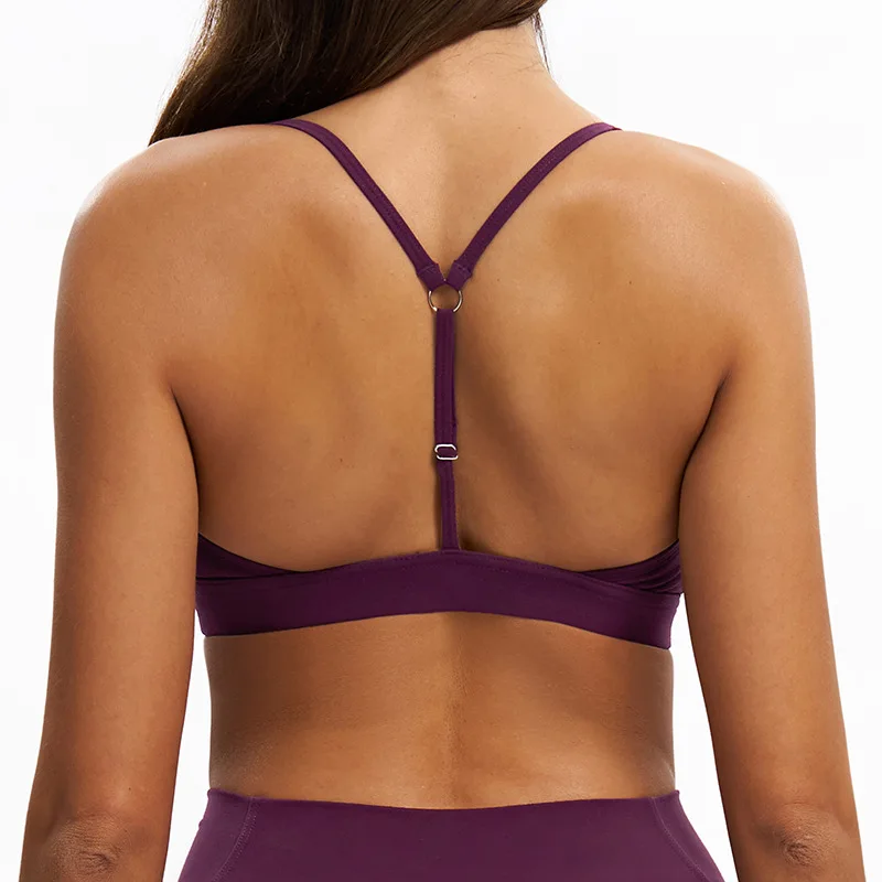 Sexy Padded Triangle Sport Bras Adjustable Back Y-Shape Deep V-Neck Yoga Bra Women Quick Dry Exercise Running Bra Gym Underwear