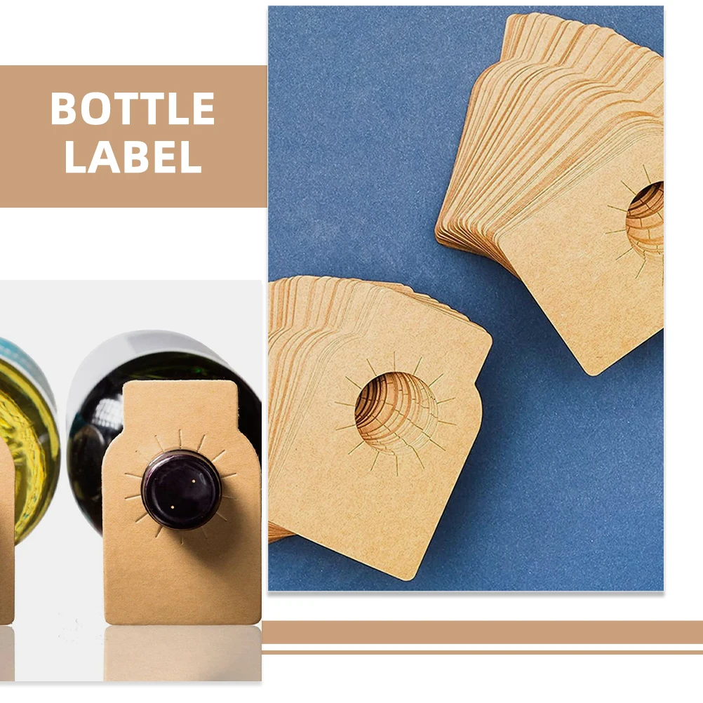 

200pcs Bottle Labels Light Brown Reusable Blank PVC Tags for DIY Cellar Display Hanging Bottle Supplies Id Tag
