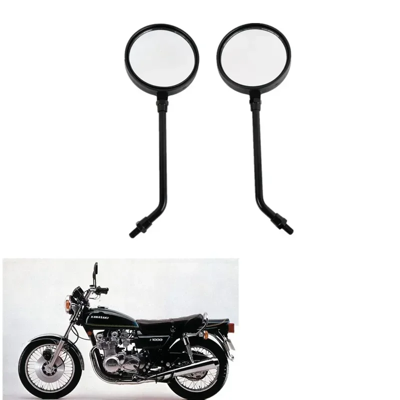 For Kawasaki KZ1000-A1 1977 KZ1000-A2/A2A 1978 ZI A4 KZ900-A4 73-80 76 77 Motorcycle  Acsessories Black Round Rear View Mirrors