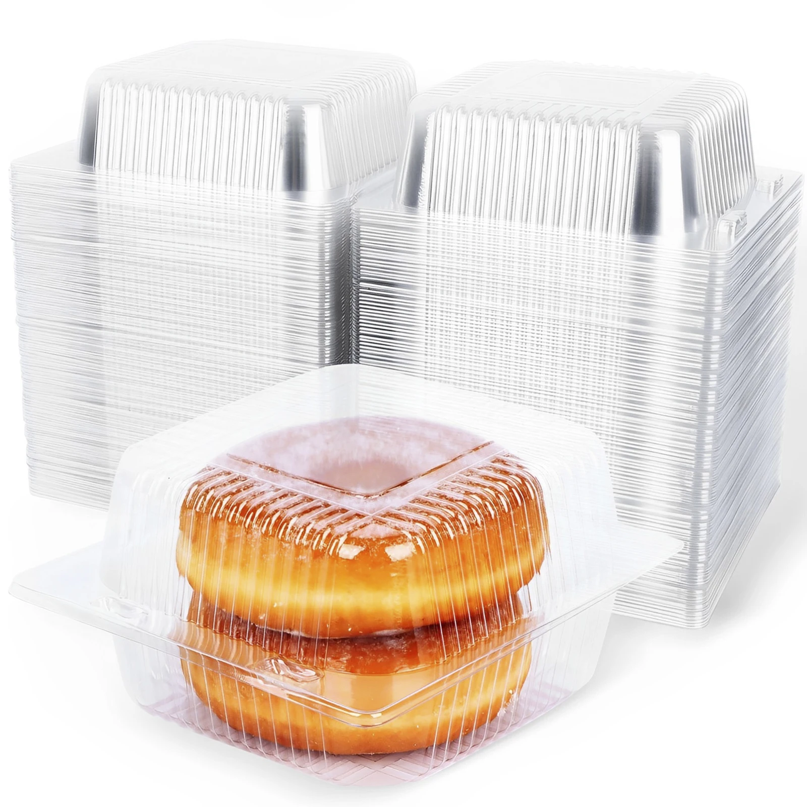 100Pcs Cake Slice Boxes Single Dessert Box Cupcake Slice Container with Lid Stackable Clear Square Stackable Cupcake Slice 2023