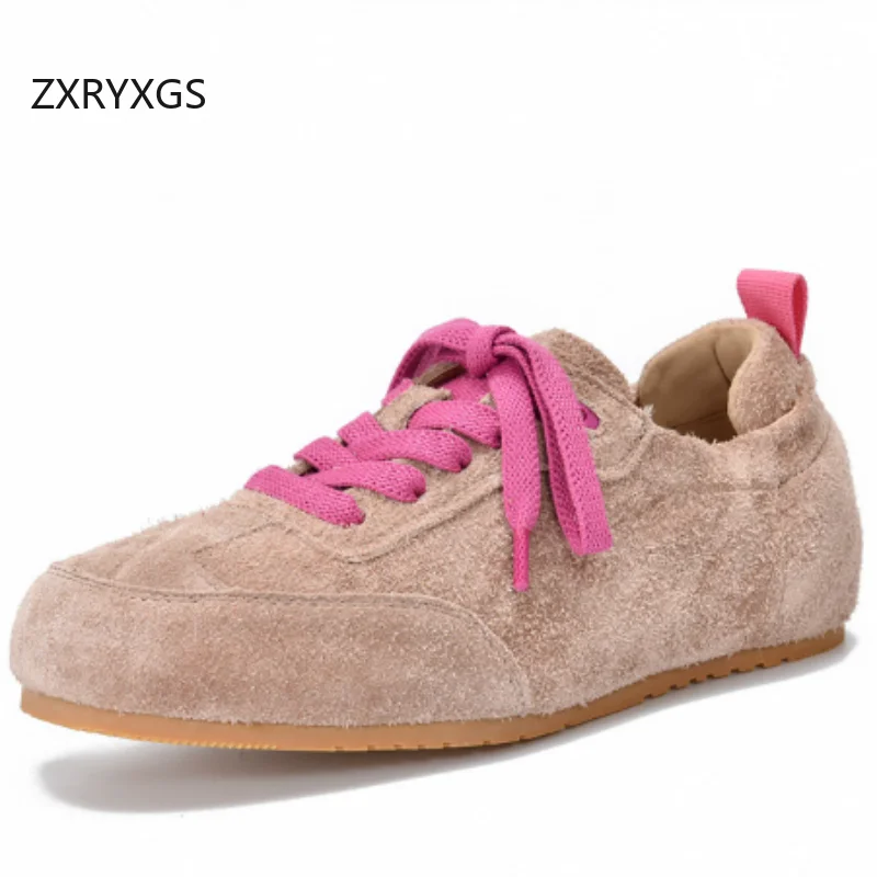 

ZXRYXGS/обувь премиум-класса из матовой воловьей кожи, удобные женские повседневные кроссовки на плоской подошве с мягкой подошвой, новинка 2023 года, дорожная обувь