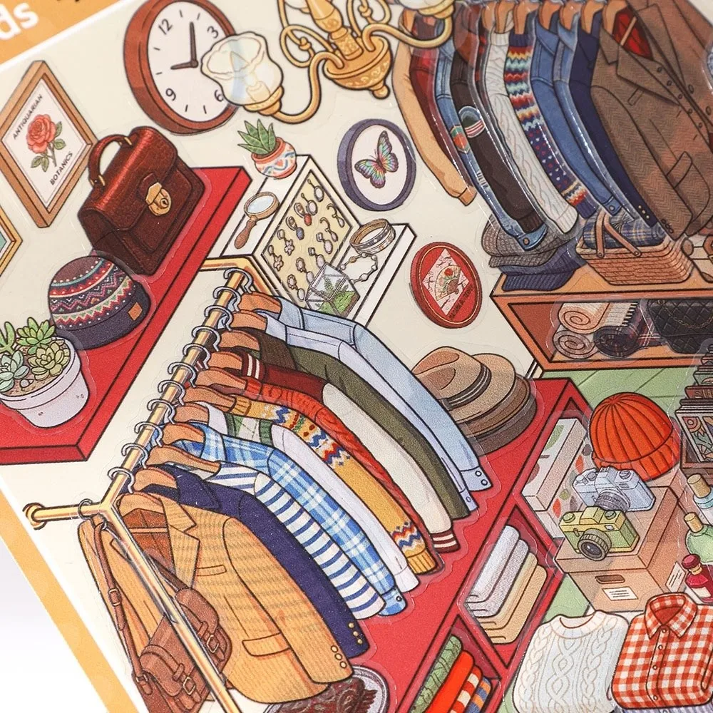 Shop Theme Miniature Scene Sticker Self-Adhesive Bookstores Collage Sticker Book 10 Scenes Dessert Shop PET Sticker Book
