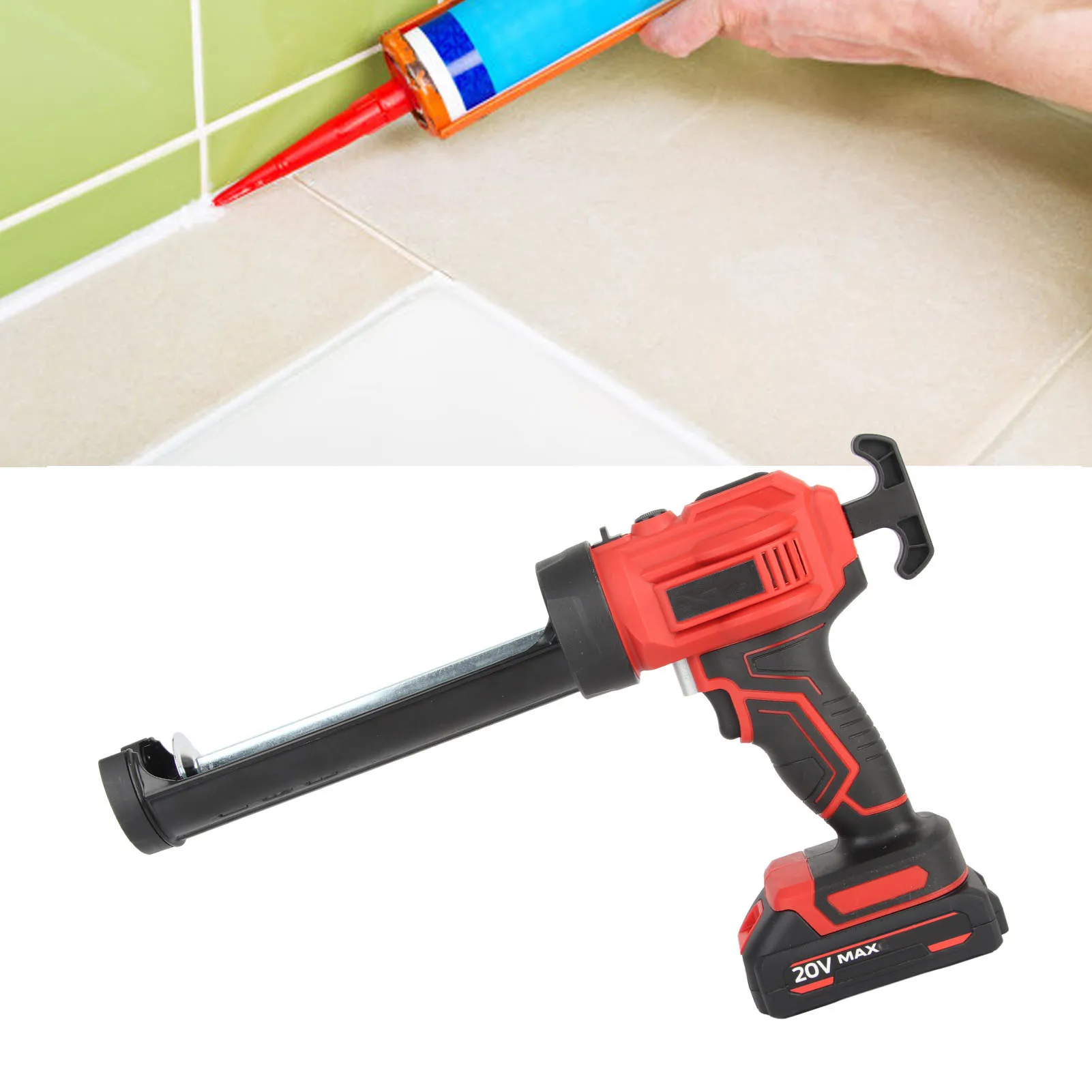

Caulk Gun Cordless Caulking Gun Battery Operated Electric Caulk Gun With LED Light for 10OZ Sealant Cartridges Caulking Gun
