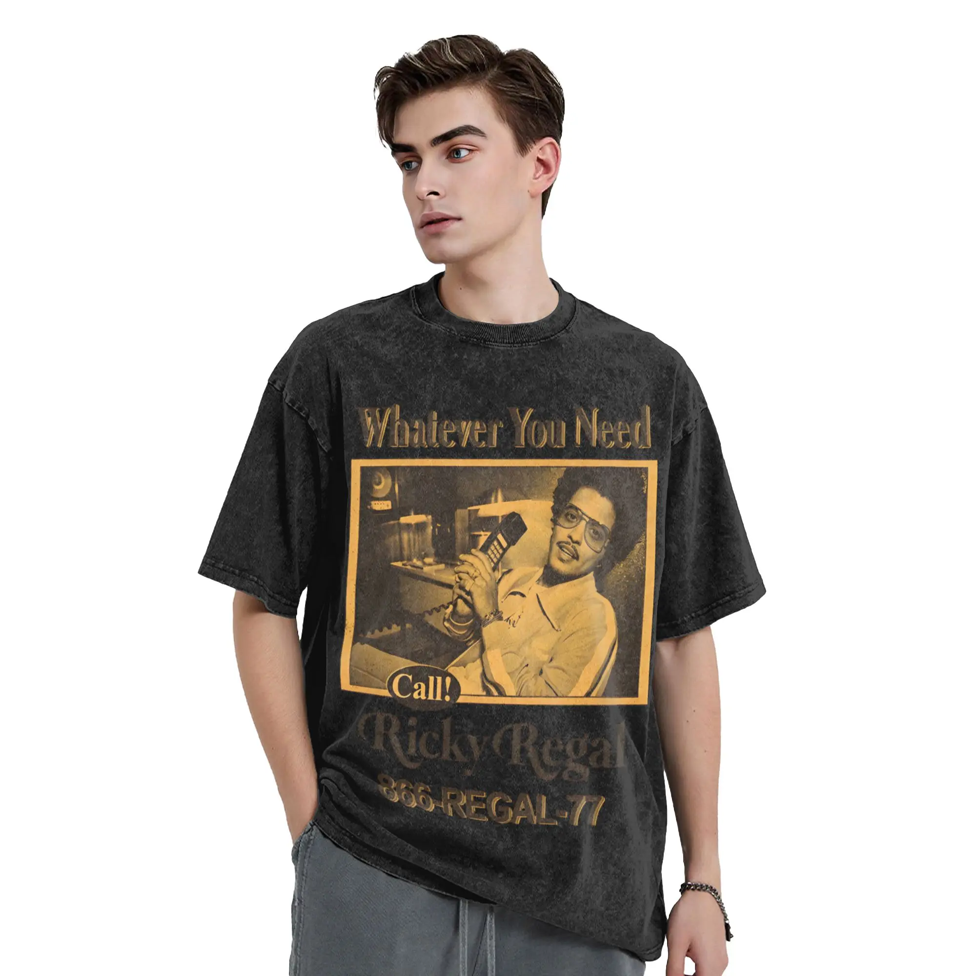 Brunos Mars Call Whatever You Need Washed T Shirt Streetwear  Vintage T-Shirts  Tees Tops Men Women Short Sleeve Street Printed