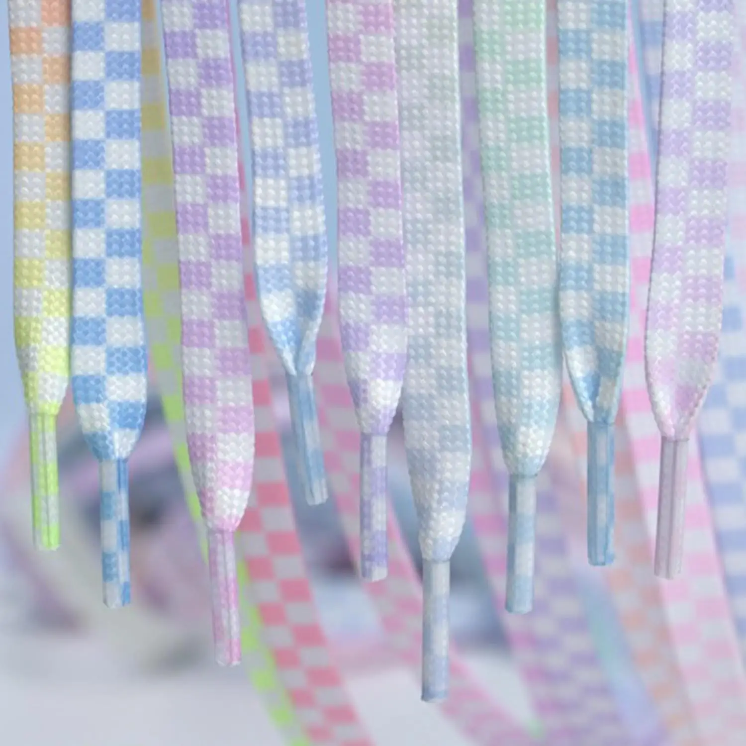 

120cm 1pair Shoelace Fashion Sneaker Shoe Lace Colors Checkered Grid Flat Shoelaces Shoestring Printing Ribbons Shoelaces Lacing