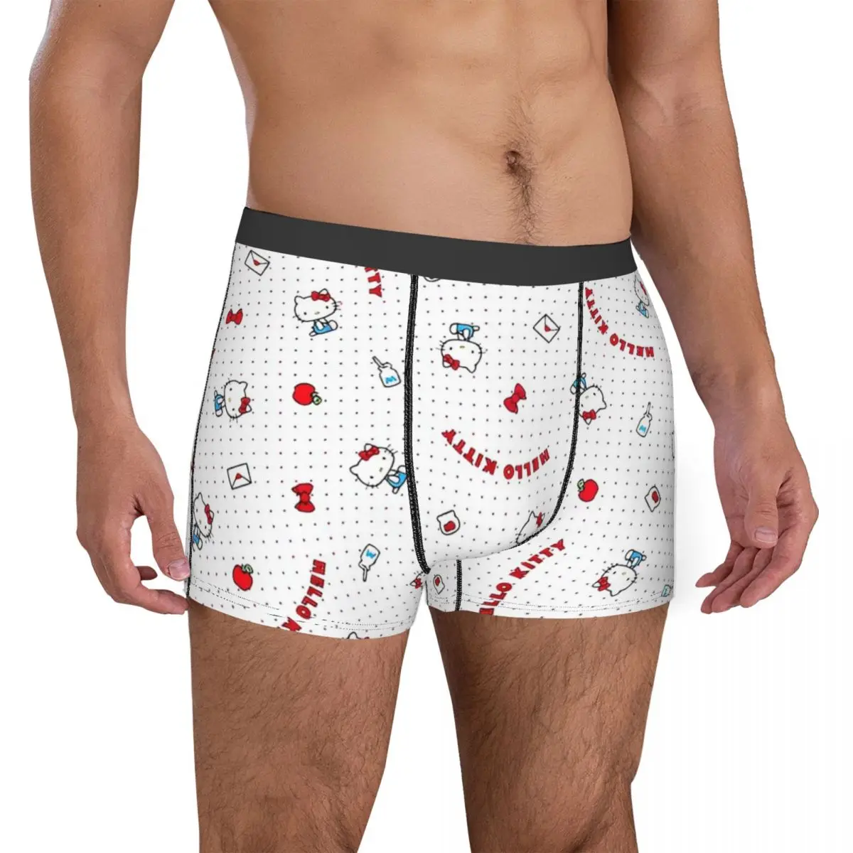 Man's Hello Kitty Love Milk Boxers Shorts Comfortable Underwear Printed Humorous Breathable Panites