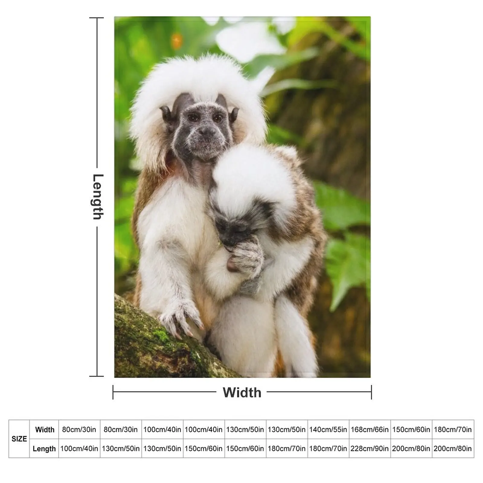 Cotton-top Tamarins Throw Blanket blankets and throws cosplay anime Stuffeds Flannel Fabric Hair Designers Blankets