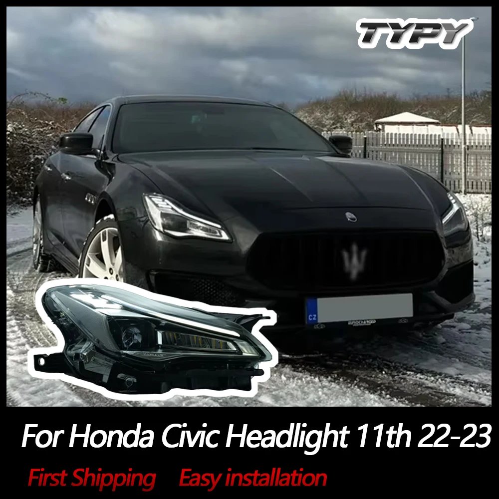 

Автомобильные фары TYPY для Honda Civic, 11th 2022-2023, светодиодные фары DRL, дневные ходовые огни, фары, указатель поворота