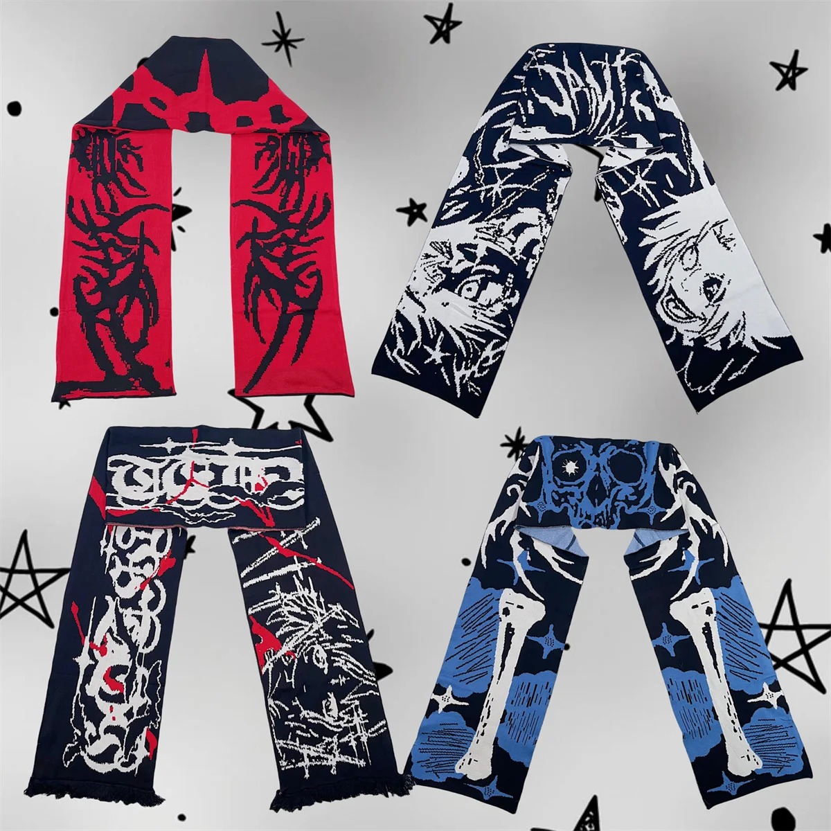 

Субкультура Y2K Spice Girls, анимация, второй размер, универсальный шарф, нишевый осенне-зимний мужской и женский широкий шарф в стиле панк