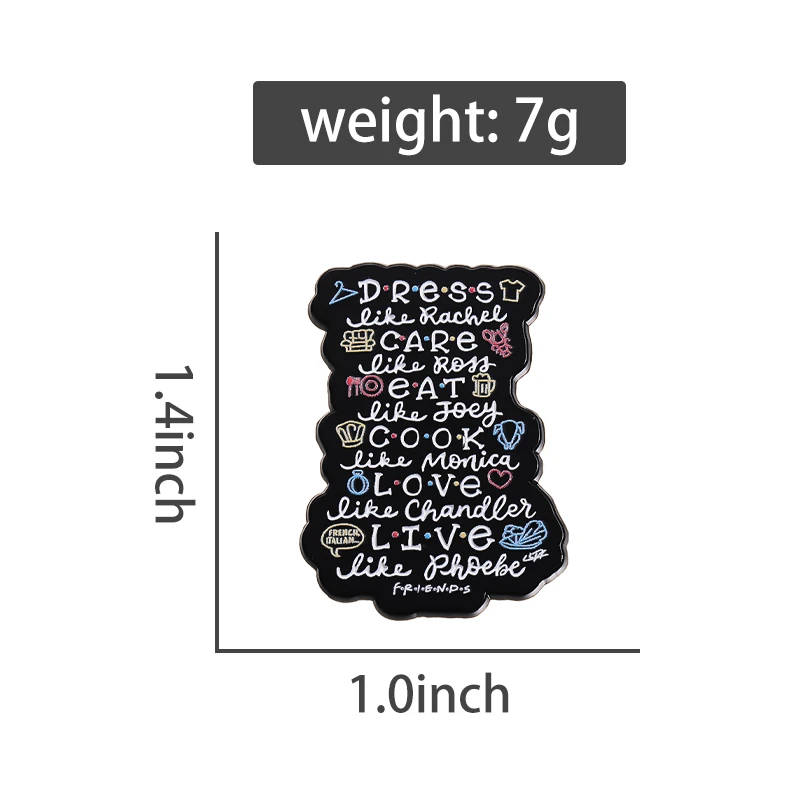 TV Show Friends Collection Brooch Enamel Pins Cartoon Character Billboard Metal Badge Lapel Brooch Jewelry Gift for Fans Friends