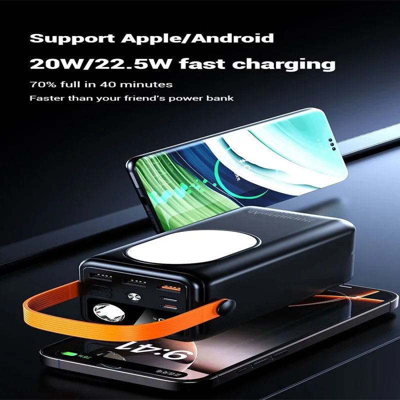 شاحن محمول 22.5 واط شحن سريع قوة البنك 80000 مللي أمبير يدعم 7 أجهزة لشحن البطارية الخارجية في وقت واحد